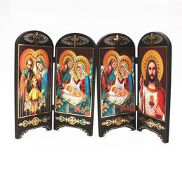 Otros íconos ortodoxos de decoración del hogar Madera Católica Jesús Virgen Maria Adornos de pantalla doble Cristo Utensilios Utensilios Regalo religioso 230815