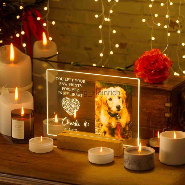 Otra decoración para el hogar Regalos conmemorativos personalizados para perros Foto personalizada Luces nocturnas Regalos para mascotas Pérdida de gatos Marco de fotos conmemorativo Regalos de simpatía J230629