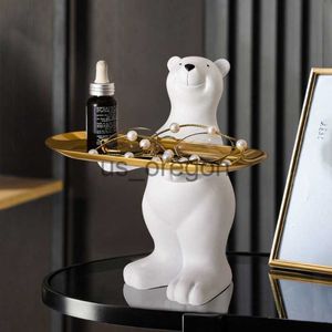 Andere thuisdecor Polar Bear Key Holder Figurine Candy Sundries Animal Polar Bear Sculpture Home Decoratie Noordse bril Key Holder Trade X0821