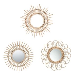 Autre décor à la maison rotin décoration d'art innovant rond maquillage miroir dressing chambre salle de bain miroirs suspendus artisanat po accessoires