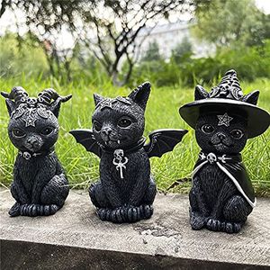 Autres décorations pour la maison Résine Figure Wizard Figurines Black Magic Cat Ornements Table Art Cadeaux originaux Miniatures mignonnes Décoration de chambre moderne 221007