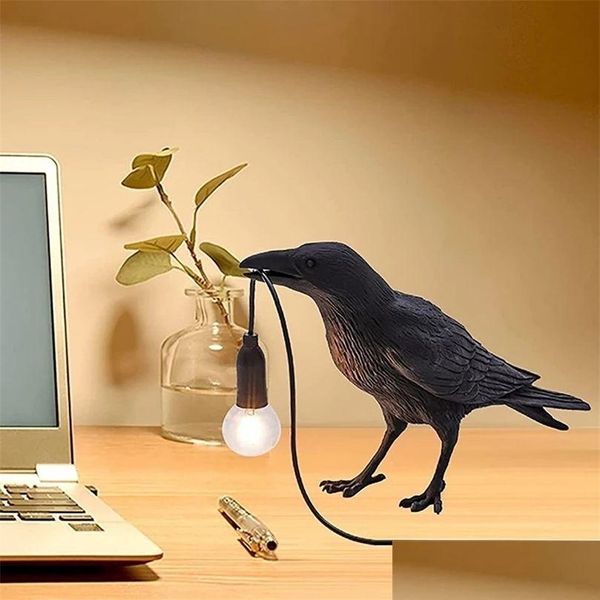 Autres décorations pour la maison Résine Lucky Bird Crow Lampe murale Table Night Light Chambre Chevet Salon Décoration de la maison 220526 Drop Delivery Ho Dhvcu