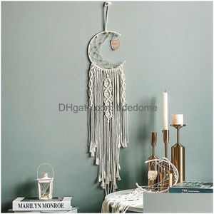 Autre décor à la maison Tassel Dream Catcher Moon Owl Tapisserie à la main Rame Pendentif Tenture Décoration Chambre Drop Livraison Jardin DHR2I