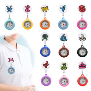 Autre décoration intérieure Twee Constellations Clip Watchs Pocket Watchs Nurse Fob Watch with Second Hand Quartz Brooch Hang Medicine Clock Retracta OT5V4