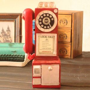Andere Home Decor Vintage Draaien Klassieke Look Wijzerplaat Betaal Telefoon Model Retro Booth Decoratie Ornament Oproep Telefoon Beeldje 230710