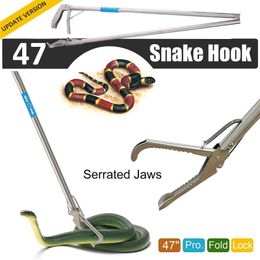 Other Home Garden 1 2M Plegable Snake Catcher Tongs Stick Reptil Camping Grabber Plegable Alicates de mandíbula ancha Herramienta de control de acero inoxidable 230704