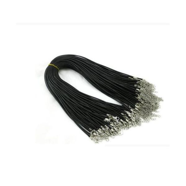 Otro jardín de casa 1000 unids 1,5 mm Cera negra Collar de serpiente de cuero Cordón de cuentas Cuerda Cuerda Alambre 45 cmmadd5 cm Extensor Cadena Langosta C Dh9Du