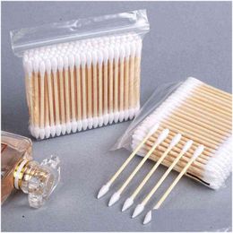 Autre jardin de la maison 100pcs coton B bâton de bois double tête pointue cotons bâtons maquillage BS beauté nez oreilles nettoyage soins de santé T Dhwcp