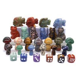 Other Home Garden 10PCS Set Mix Natural Stones Animal Statue Healing Crystal Plant Figurine Gemstone Carved Angel Wicca Craft Decor Wholesale Lot 230613