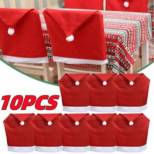 Autre jardin de la maison 110pcs Santa Hat Chair Cover Cadeaux de décoration de table de Noël Y231115