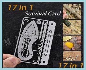 Overige Huis Tuin 17 In 1 Draagbare Outdoor Mtifunction Tool Jacht Survival Cam Militair Creditcard Meshaak Vistuig Dr8081861