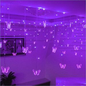 Andere huizentuin 220V 110V 3,5 m vlindergordijn Licht Kerstmis Garland LED String Fairy Lights For Hold Wedding HomeIndustry DHKTV