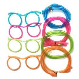 Autre Jardin de la maison 500pcs Nouveauté incroyable Silly MTI-Colors Lunettes St Funny Boire Cadres Lunettes Sts DIY Enfants Enfants Drinkware Dhfwy