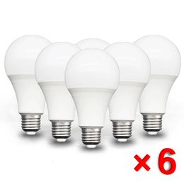 Andere huizentuin 6pcs Lot E27 LED -lamp AC 220V SMD2835 3W 6W 9W 12W 15W 18W 20Wled Lamp Besparende koude warme witte LED -lampen voor buitenlicht 230419