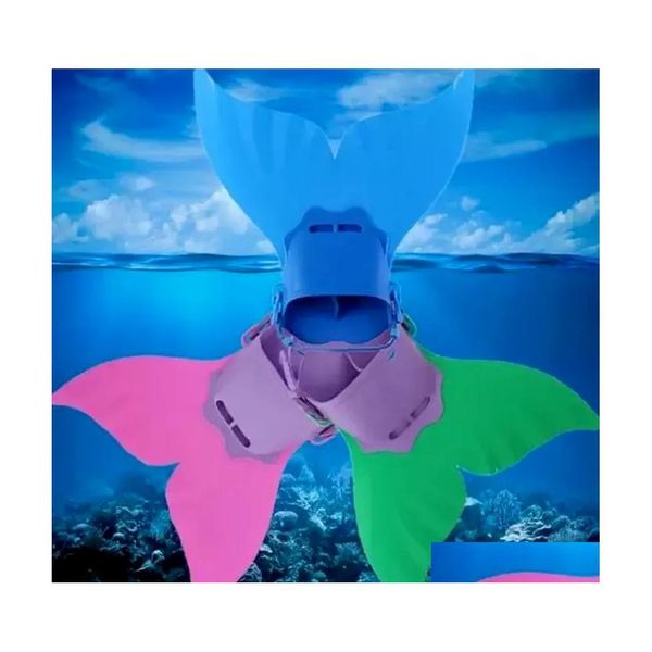 Autre jardin de maison réglable sirène natation palme plongée natation pied par mono queue de poisson natation pour enfants enfants cadeau de Noël Dhr1K