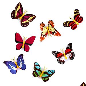 Autres Accueil Jardin Colorf Papillon Stickers muraux Installation facile Veilleuse LED Lampe Salon Kid Chambre Réfrigérateur Chambre Décor avec Dham9