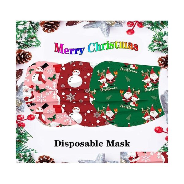 Otro Home Garden Custom Christmas Printed Mascarilla desechable Cute Cartoon Color Parentchild Family Máscaras protectoras Drop Deliver Dh7Pc