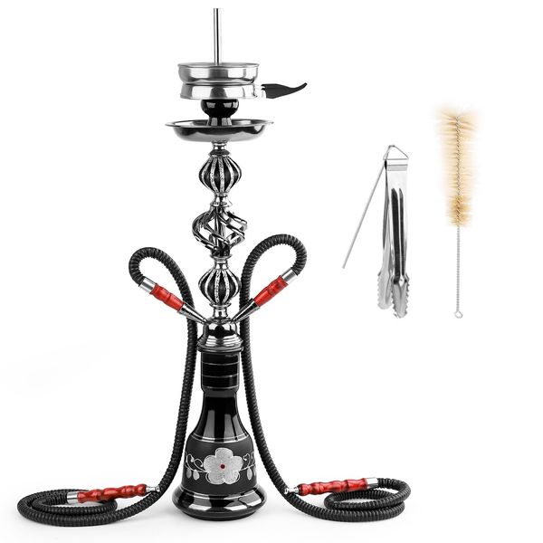 Autre Maison Jardin DEJAYA 2 Tuyaux Verre Narguilé Narguile Completo Shisha Pipe Chicha Cachimba Pipa Sisha Brosse Porte-Charbon Accessoires Club Party 230912