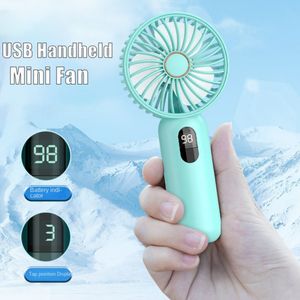 Andere Thuis Tuin Digitale Display Mini Ventilator USB 1200 Mah Handheld Leuke Kleine Elektrische Draagbare Student Koeling Apparaat Pocket Outdoor Hand ventilator 230721