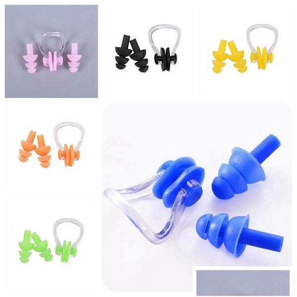 Autre Maison Jardin Plongée Bouchon D'oreille Pince-Nez Costume Doux Étanche Sile Ensemble De Natation Enfants Adt Surf Fournitures Drop Delivery Dhb9B