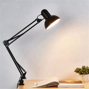 Overig Huis Tuin EU US Plug Flexibele zwenkarm Klembevestiging Lamp Kantoor Studio E27 E26 Lamp Tafel Zwart Bureaulamp AC85 265V Led-lampen 230710