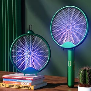 Other Home Garden Fly Swatter Electric Racket Rechargeable Bug Zapper Racket Portable Foldable 2-in-1 Mosquito Killer Trap for Home Bedroom Patio 230625