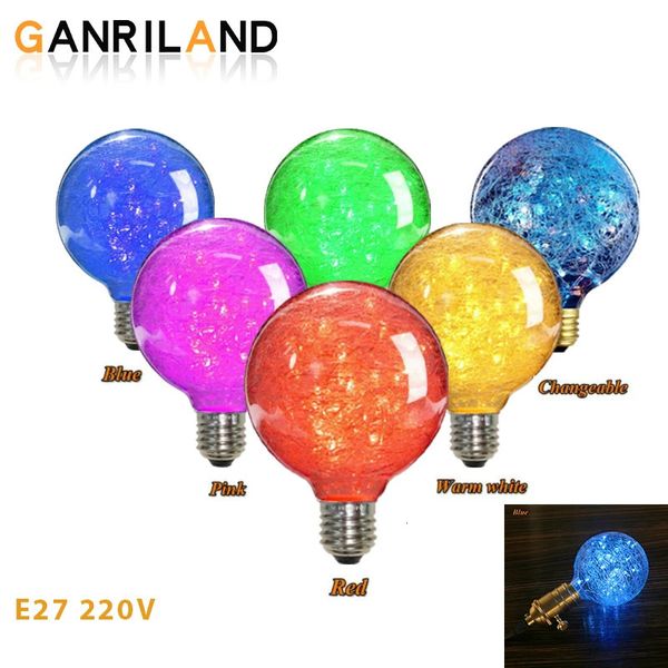 Autre Jardin de la maison GANRILAND G95 Coloré LED Edison Ampoule Chaîne Lumière Fil De Cuivre E27 220V Globe Ampoule 50 Lampe Perle Éclairage De Noël Décor Intérieur 231009