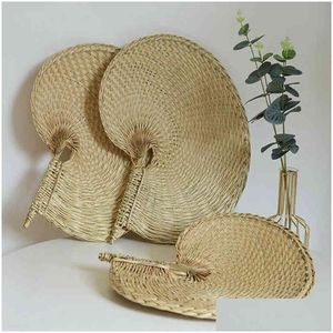 Andere Home Garden Hand -fans maakten fan rattan decoratie voor bruiloft Natuurlijk palmblad geweven muur kunst decor boerderij ornamenten drop dhxno