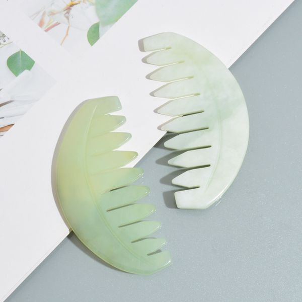 Autres Accueil Jardin Jade Peigne de massage Masseur de tête Brosse à cheveux Gua Sha Board Pierre Brosses pour le corps Massage du cuir chevelu Traitement méridien SN4486