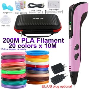 Autre Maison Jardin Enfants Stylo 3D Impression avec écran LCD Adaptateur secteur Compatible PLA Filament Jouet Cadeaux d'anniversaire de Noël pour enfants 231121