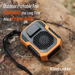 Andere huizentuin Kinscoter 6000 mAh hangende nek/taille ventilator USB Mini draagbare oplaadbare fan voor buiten kamperen Wandelen Hiking Running Running Sports 230821