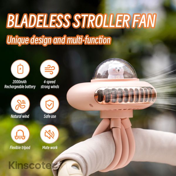 Home Garden KINSCOTER Ventilador para cochecito Trípode flexible portátil Ventilador con clip Ventilador personal de mano de 4 velocidades para asiento de automóvil Cuna Bicicleta Cinta de correr 230725