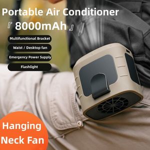 Overig Huis Tuin Multifunctionele buitenventilator Hangende nekventilator Draagbaar Kamperen Wandelen Sport Usb-miniventilator met 8000 mah Powerbank met licht 230804