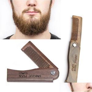 Autre maison jardin peigne en bois de santal naturel barbe pliante brosse à cheveux brosse à cheveux pour hommes livraison directe 202 Dhxud