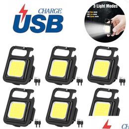 Andere huizentuin Nieuwe mini -led zaklamp draagbare cob sleutelhanger licht USB oplaadbaar werk heldere kleine pocket noodlamp overtreffen dhtyq