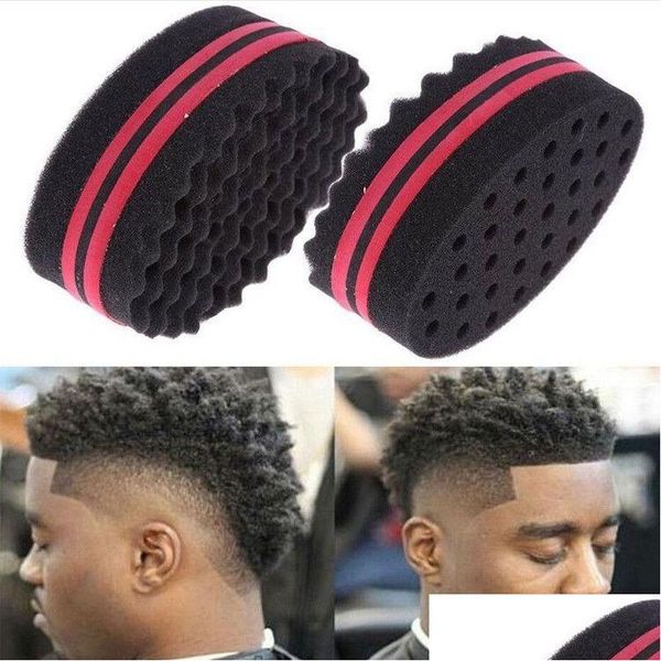 Other Home Garden Oval Lados dobles Cepillo de esponja para el cabello Para Natural Afro Coil Wave Dread Brushes Barber Styling Tool Drop Delivery Dhqya