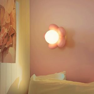 Autre maison jardin rose blanc fleur applique murale chambre créative chambre d'enfant décoration lampes simple moderne nordique chevet petit éclairage LED 230625