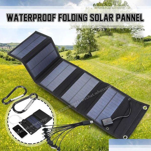 Otro hogar Jardín Portátil 12W Panel solar impermeable plegable Puertos USB Carga rápida para teléfonos portátiles Cam Escalada Mountian Eme Dhgfy