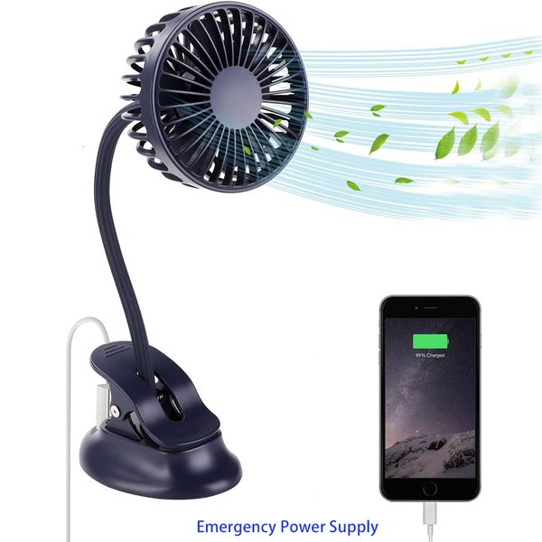 Otro Home Garden Portable Clip Fan Bendable Usb Charger Recargable Pequeño 2000mAh Batería Ventiladores de escritorio cochecito al aire libre con 3 velocidades 230725