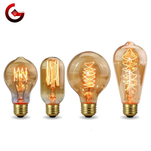 Other Home Garden Retro Edison Bombilla E27 220V 40W Luz A60 ST58 ST64 T10 T45 T185 G80 G95 Filamento Vintage Ampolla Incandescente Espiral Lámpara 230807