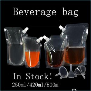 Otro Home Garden Standup Plastic Drink Packaging Bag Caño Bolsa para bebidas Jugo líquido Leche Café Bolsas de almacenamiento Drop Delivery Dhe2H