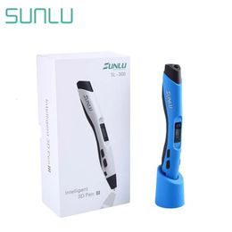 Huis Tuin SUNLU 3D-pen SL300 Intelligent afdrukken LCD-scherm Schilderen PLAABS Filament Creatief hulpmiddel Blauwe kleur 3d-pen 231121