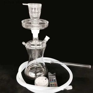 Andere huizentuin Top Kwaliteit Glasmateriaal Vaas Hookah Pijp met LED -licht Sile Glas Glass Hookah Shisha Chicha Narguile L46