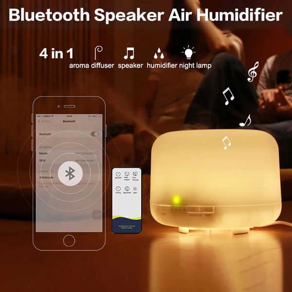 Autre Maison Jardin Humidificateur à brume fraîche à ultrasons Diffuseur d'huile essentielle d'arôme 7 couleurs Veilleuse avec Bluetooth Music Ser Arrêt automatique 231116