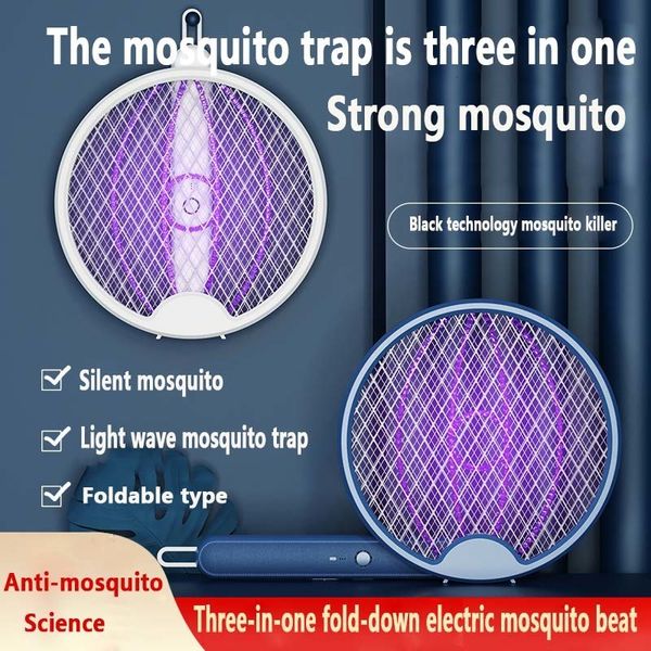 Otro Home Garden Upgrade Plegable Electric Mosquito Swatter Montable en la pared Portable Mosquito Killer USB Recargable Purple Light Trap Mosquitoe 230526