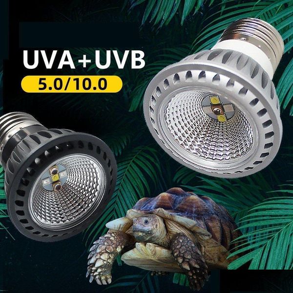 Autre Jardin de la maison Uva Uvb LED Reptile Light Turtle Basking Plate-forme FL Spectrum Sun Lampe Suthe Chaleur pour reptiles lézards et amphibs Dhcdf