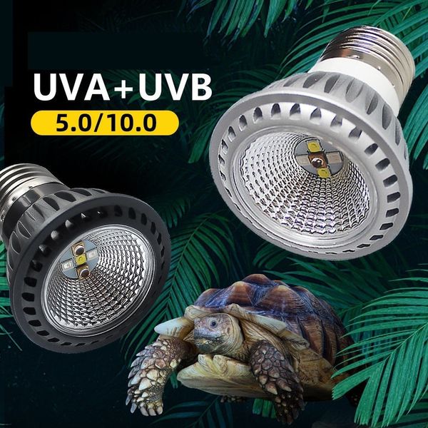Other Home Garden UVA UVB LED Reptile Light Turtle Basking Platform Full Spectrum Sun Lamp Sunbathe Heat para Lizard Reptiles y Anfibios 230710