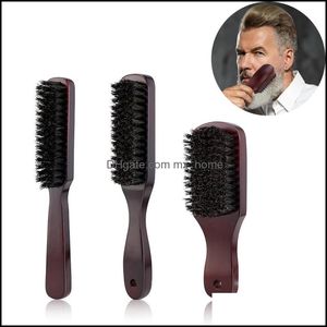 Autre maison jardin manche en bois sanglier brosse de nettoyage coiffure hommes barbe anti-statique barbier cheveux st dh2ie