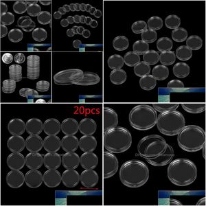 Autre organisation de stockage à domicile 18mm 20pcs / lot porte-monnaie en plastique transparent boîte de collecte pour pièces de monnaie protection de stockage boxe dh3sv