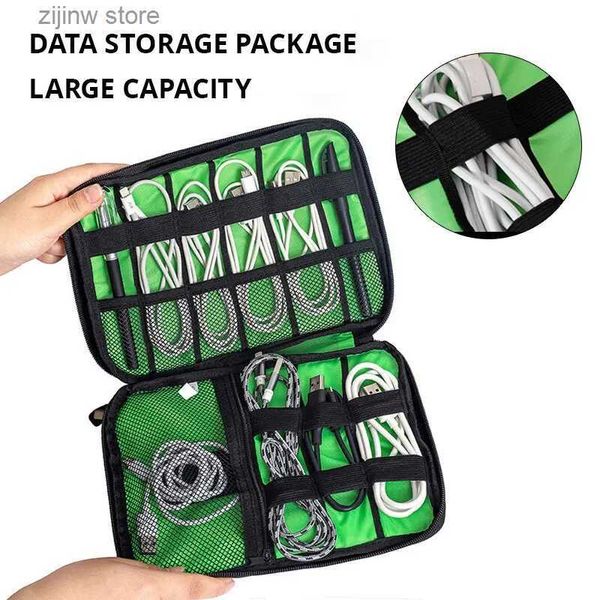 Autre organisation de stockage à domicile 1pc noir vert sac de rangement organisateur d'accessoires électroniques portable USB câble de données chargeur prise voyage organisateur étanche Y2403